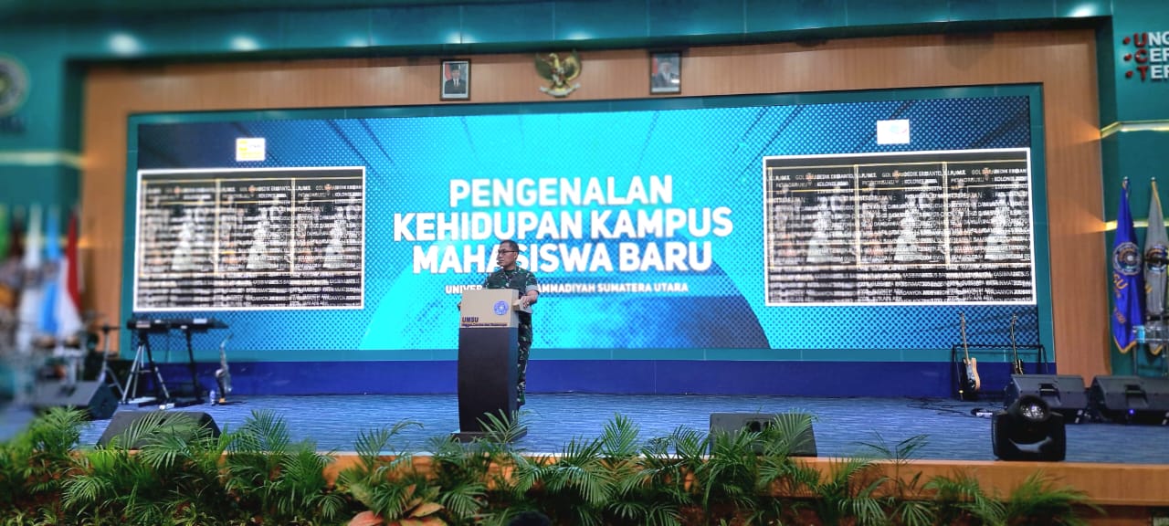 Aster Kasdam I/BB Berikan Materi Wasbang ke Mahasiswa Baru UMSU