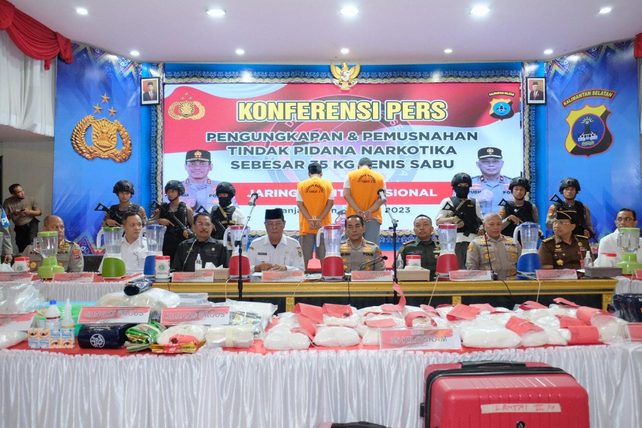 Jaringan Internasional, Polda Kalsel Gagalkan Peredaran Sabu 35 Kg