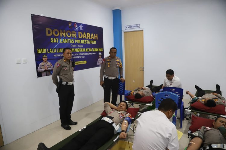 Aksi Donor Darah, Satlantas Polresta Pati Meriahkan Hari Lalu Lintas Bhayangkara ke 68