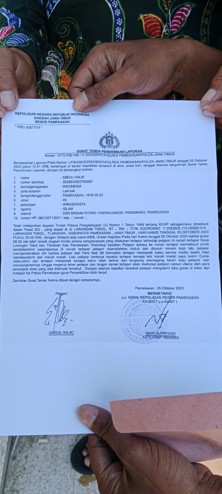 Mantan Kades Penganiayaan Terhadap Wartawan, Kini Sudah Dilaporkan Polisi