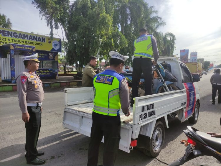 Ratusan Kendaraan Knalpot Brong di Amankan Satlantas Polresta Pati