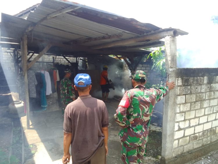 Babinsa Gelar Fogging Cegah Demam Berdarah di Desa Bringin