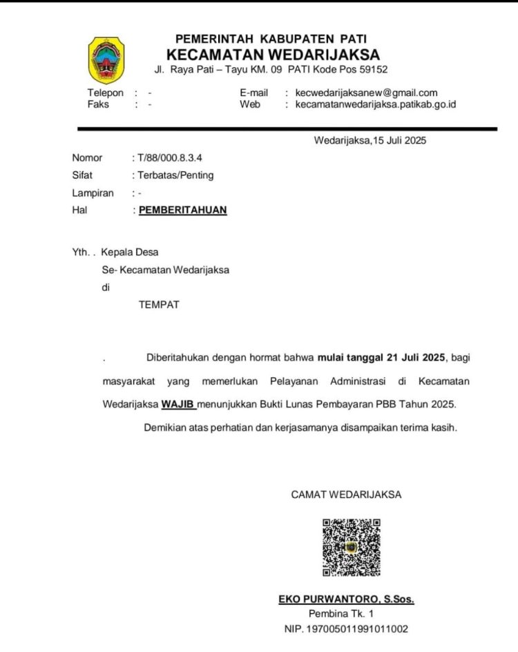 Surat Wajib Lunas PBB Gegerkan Warga Wedarijaksa