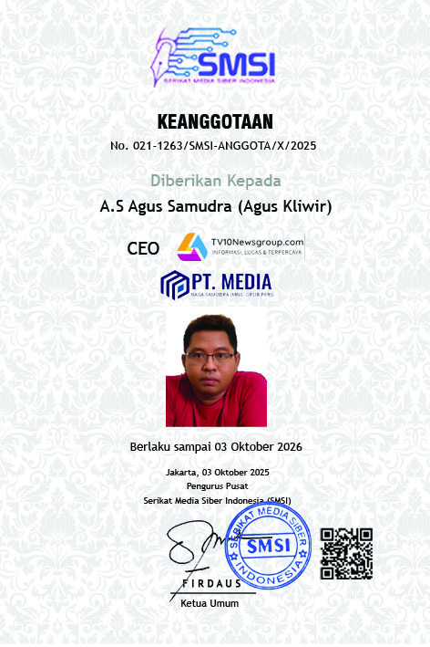 SMSI Kukuhkan TV10Newsgroup Sebagai Anggota, Agus Kliwir : Langkah Strategis di Era Digital