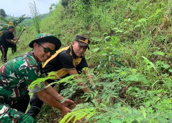 Kapolsek Kayen Tanam 115 Bibit Pohon di Lereng Kendeng, Wujud Kepedulian Lingkungan