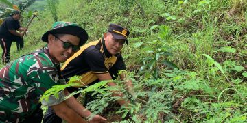 Kapolsek Kayen Tanam 115 Bibit Pohon di Lereng Kendeng, Wujud Kepedulian Lingkungan